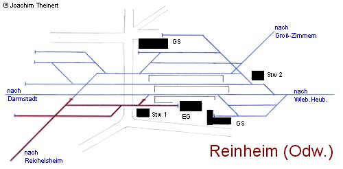 ursprünglicher Gleisplan des Bf. Reinheim (Odw.)